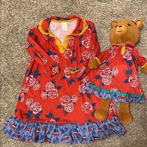 Matching Red Floral Dress Set